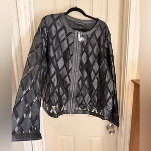 Colleen Lopez Black Diamond faux leather & mesh jacket